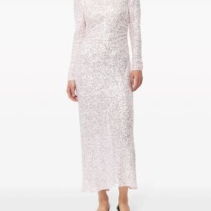 Ganni Sparkling White Long Sleeve Dress